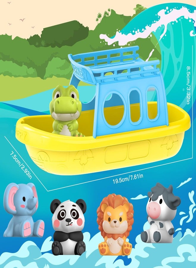Oriate Bath Toys Set for 1+ Year Old, 5PCS Mold Free Silicone Animal Finger Puppets with BPA Free Boat, Montessori Sensory Learning Water Pool Bathtub Beach Toy, Summer Party Favors for Kids Toddlers - Image 3